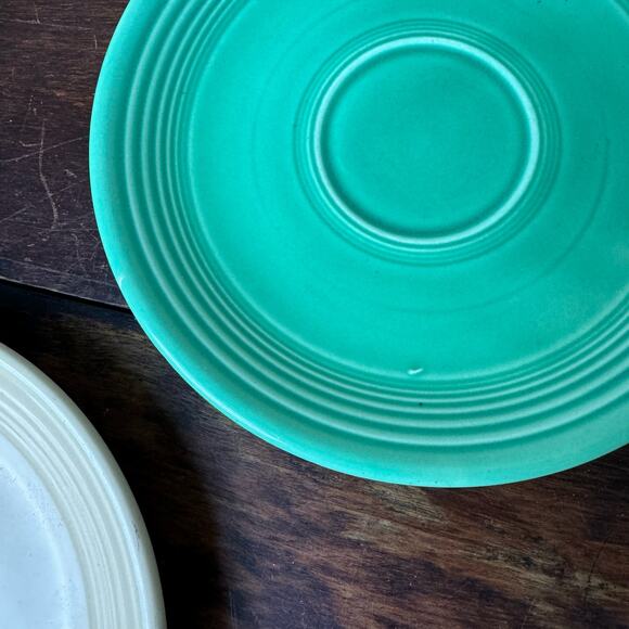 FiestaWare Set of 5 VINTAGE & Modern 6" Saucer Plate Ivory Red Light Green Rose - Picture 5 of 11